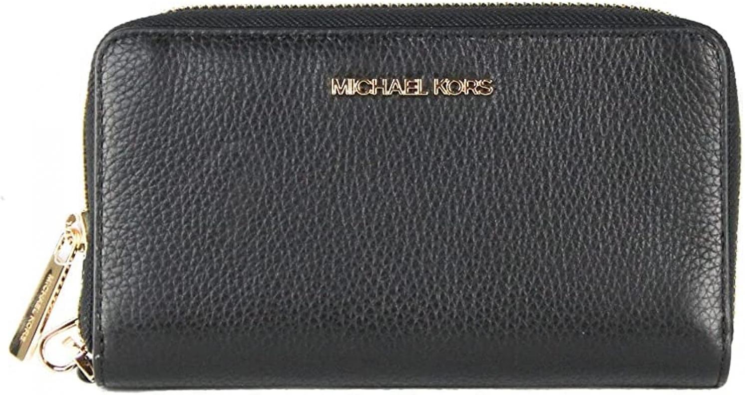 Michael Kors Jet Set Travel Large Flat Multifunction Phone Case Wristlet Pebble Leather