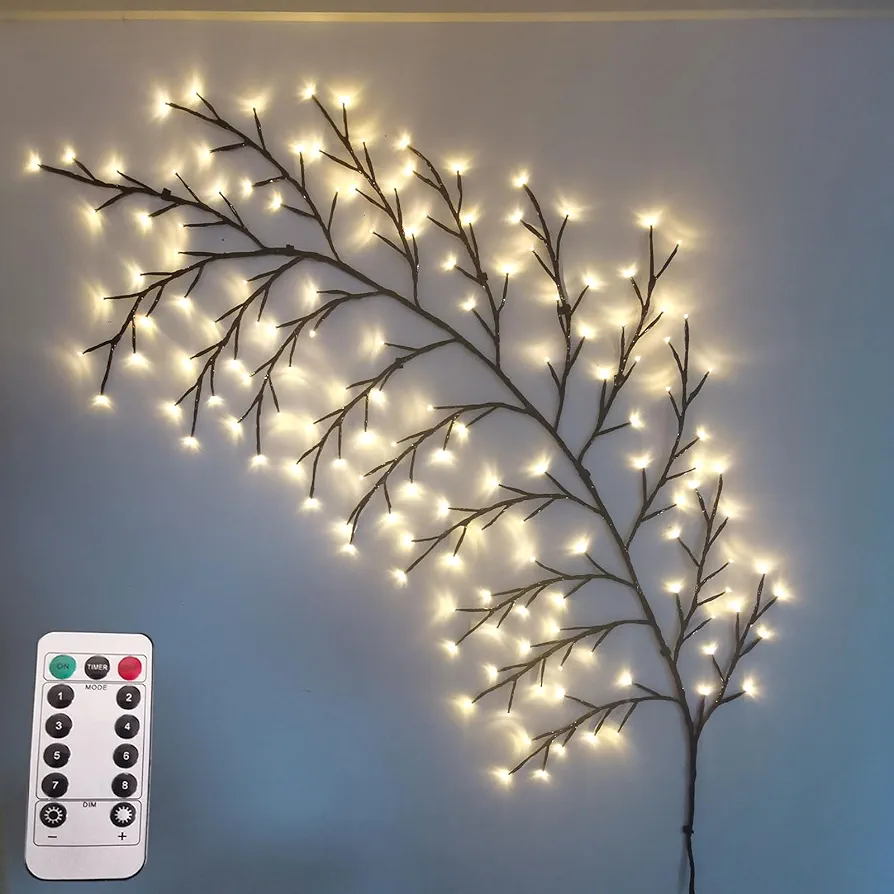 Lighted Vines for Home Decor - 7.5Ft Enchanted Willow Vine with 144 LEDs - Christmas Decorations for Walls Bedroom Living Room