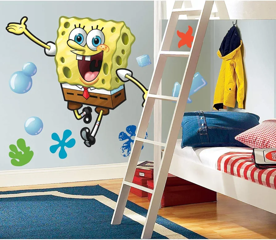 RoomMates RMK1406GM Spongebob Squarepants Peel and Stick Giant Wall Decal , Yellow