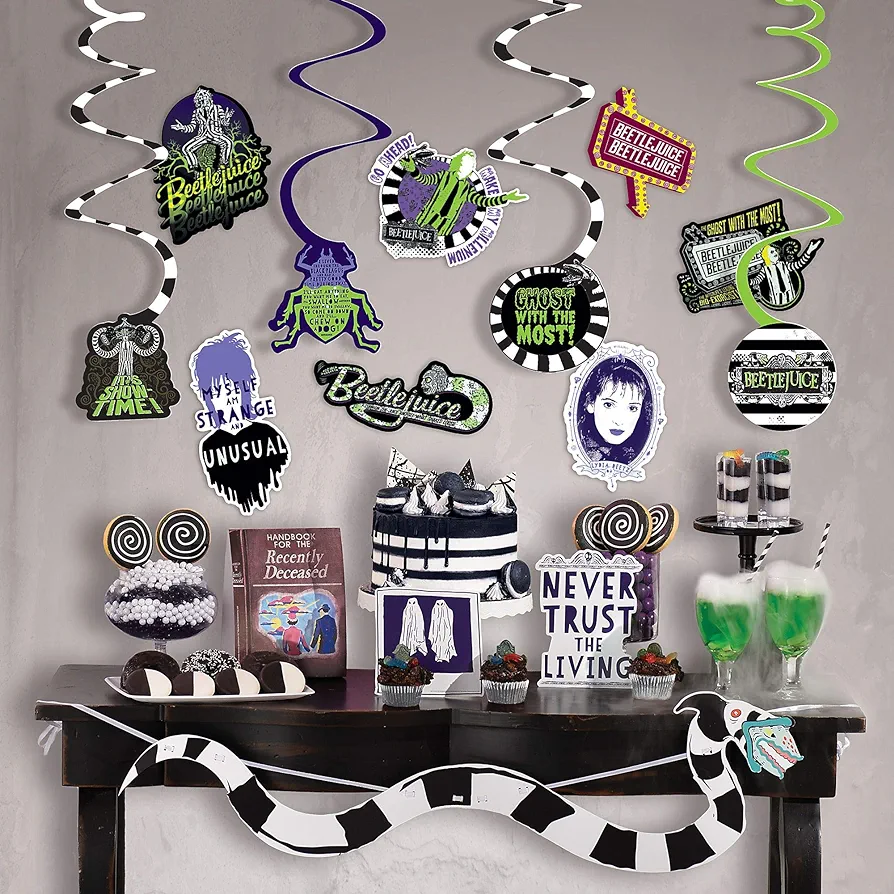 Beetlejuice Room Decorating Kit - Pack of 24 - Multicolor Paper Decor, Assorted Sizes - Perfect for Spooky & Fun Parties