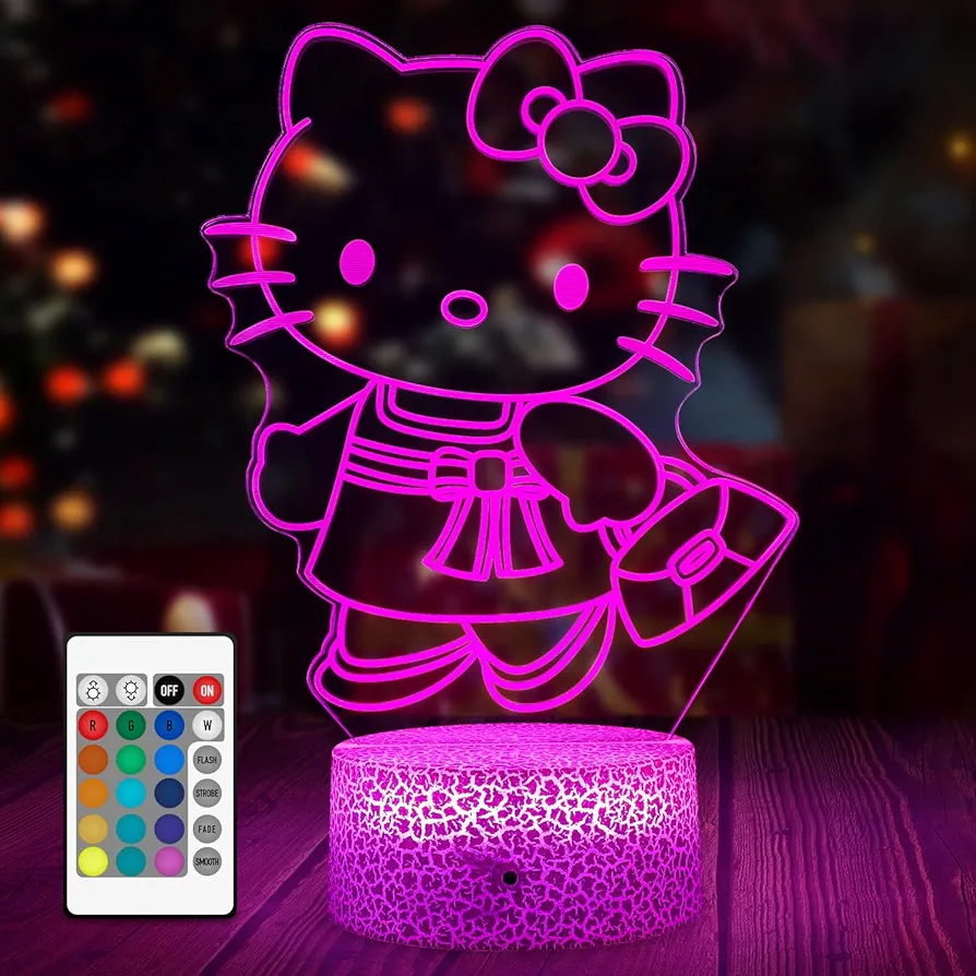 Kitty Lamp Cat Night Light，Smart Touch & with Remote,7 Colors + 16 Colors Changing Opreated,Dimmable lamp，Christmas Gifts，Children's Day Gift，for Children's Room Decoration