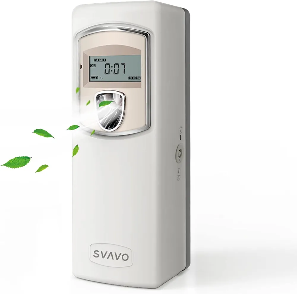 SVAVO Automatic LCD Fragrance Dispenser - Wall Mount/Free Standing ABS Auto Air Freshener Dispenser Programmable Aerosol Spray Perfume Dispenser for Bathroom, Hotel, Office, Commercial Place, Grey