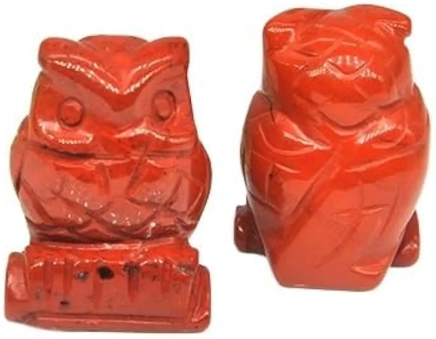 1.5" Owl Statue Stones Hand Carved Animals Figurines Room Ornament Healing Crystals Gemstones Crafts Gifts (Color : Red Jasper, Size : Color 6)