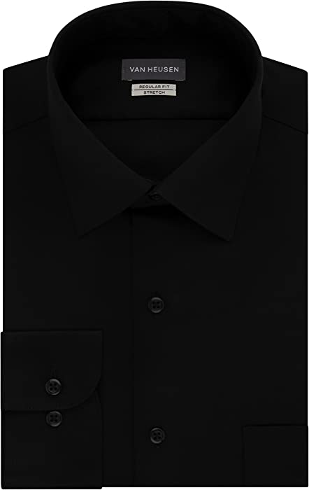 Van Heusen Men's Dress Shirts Regular Fit Lux Sateen Stretch Solid