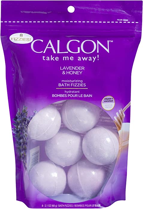 Calgon Take Me Away! Lavender & Honey Moisturizing Bath Soak Fizzies Bombs 8 - 2.1 Oz Balls