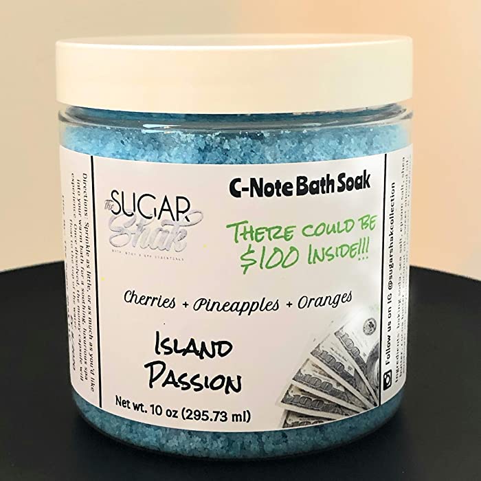 C-Note Bath Soak (The Sugar Shak Collection) Luxurious Relaxing Bath/Handmade/Surprise Money Bath Soak/Surprise Gift For Her/Him (Island Passion)