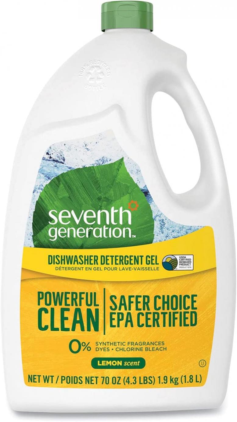 SEVENTH GENERATION Natural Automatic Dishwasher Gel, Lemon, Jumbo 70 Oz Bottle, 6/ct