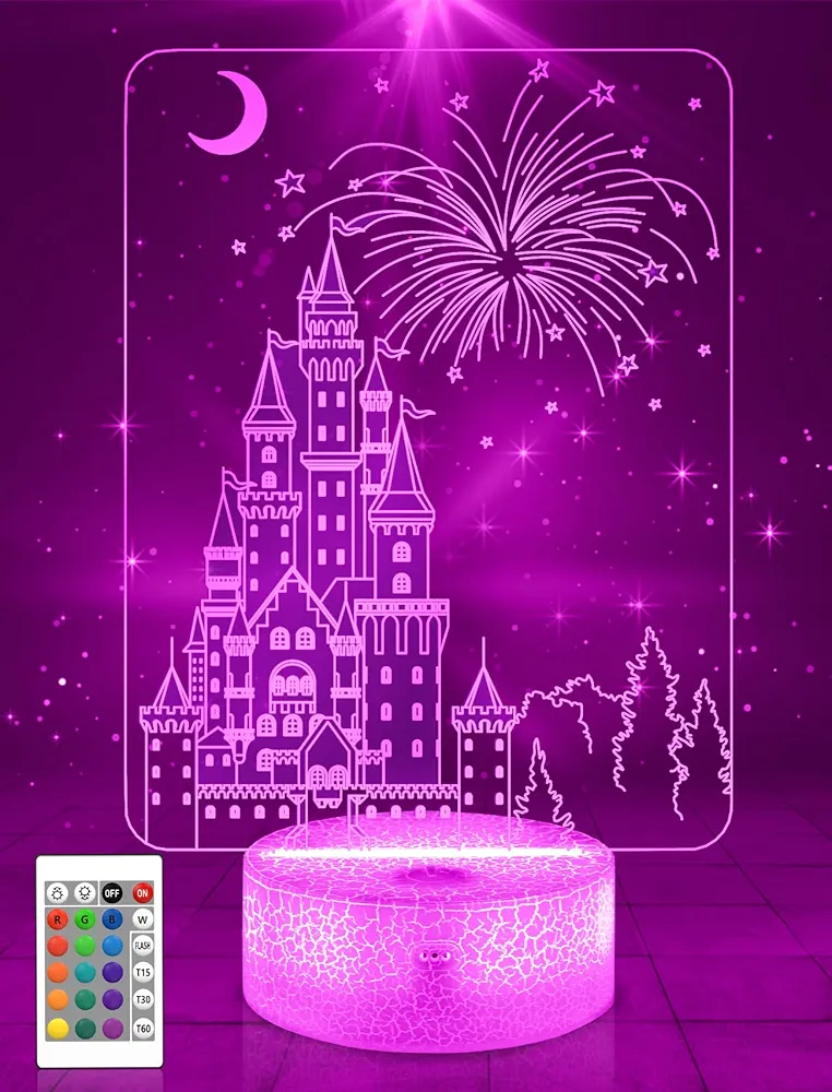 FULLOSUN Castle Gift, Fantancy Castle Night Light with 16 Colors Remote Control, 3D Night Lights for Girls Gift, Kids Women Room Creative Decoration