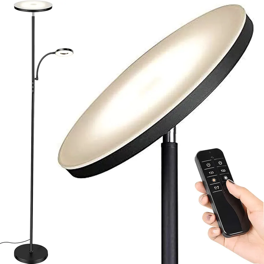 Floor Lamp, Upgraded 42W 4000LM Super Bright LED Lamp Light for Living Room Bedroom Office with Reading Light, Dimmable Modern Standing Lamp with Remote & Touch Control