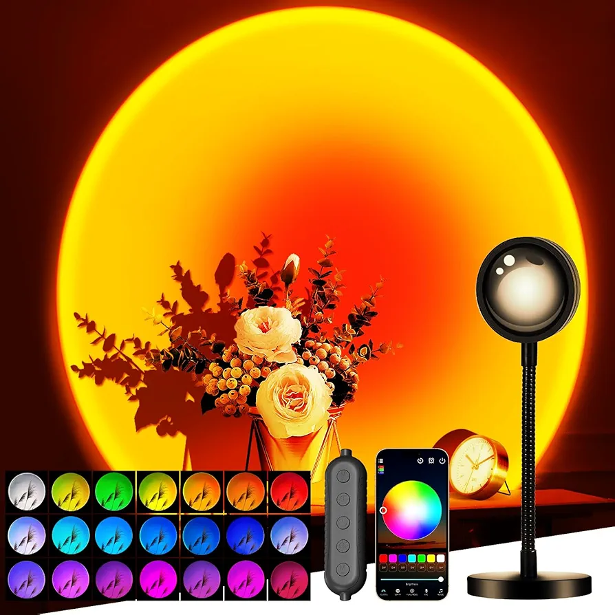 Sunset Lamp Projector with APP & Button Control, 360 Degree Rotation Multiple Colors Changing LED Lamp Night Light, Sunset Light for Bedroom Decor/Party/Christmas Gifts/Tiktok Live/Room Decor