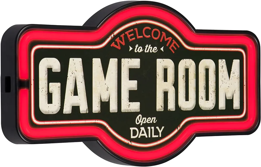 Game Room LED Neon Sign Vintage Inspired Retro Wall Decor for the Man Cave, Game Room, Arcade, or Home Bar (17” x 9.5” x 2”)