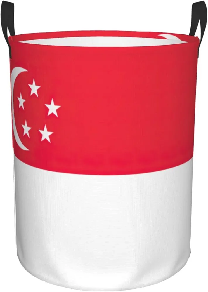 Singapore Flag Print Laundry Baskets Decorative Basket Living Room Storage Basket For Blankets Clothes Pillows