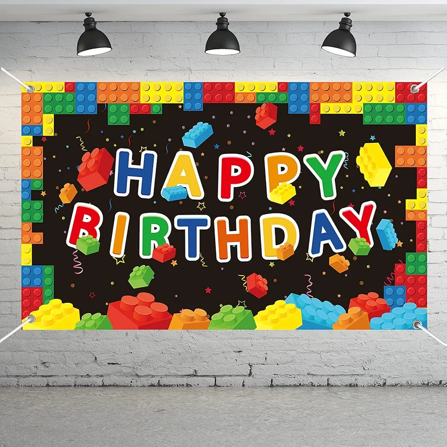 Building Blocks Party Decorations Colorful Blocks Birthday Backdrop Photography Children Kids Building Blocks Theme Party Supplies