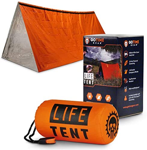 Go Time Gear Life Tent Emergency Survival Shelter – 2 Person Emergency Tent – Use As Survival Tent, Emergency Shelter, Tube Tent, Survival Tarp - Includes Survival Whistle & Paracord