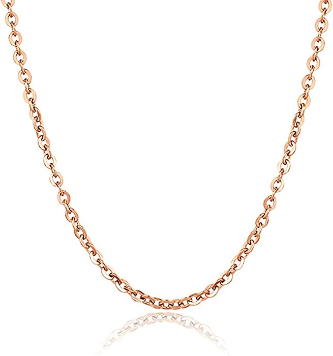 Simple Stainless Steel Rose Gold Color 0 6 mm Geometric Link Chain Necklace for Women Charm Chains Necklaces Jewelery