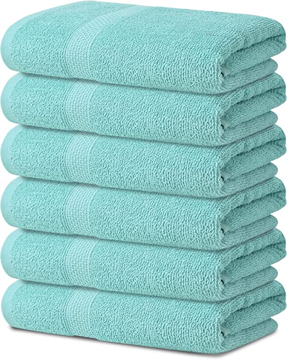 Fresh Bath Towels 100% Cotton 24x46 Inch Canal Blue Color 6 Bath Towel Set, Extra Absorbent & Quick Dry Bathroom Towels, Organic Cotton Towel, Gym, Shower, Spa, Pool, Odor Free and Okeo Tex Certified