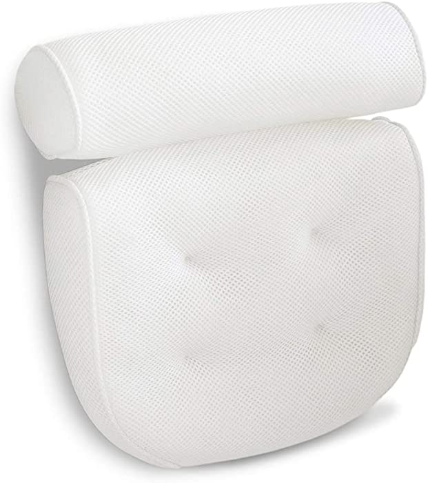 Jorzer Bath Pillow Spa Neck Shoulder Support Non Slip Spa Cushion with 6 Suction Cups 15x13inch.