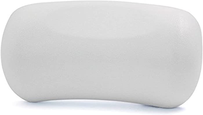 mozhixue Waterproof Spa Bath Pillow Hot Tub Head Back PU Cushion Ergonomically Contoured White Head and Neck Support with Non Slip Suction Cups,White