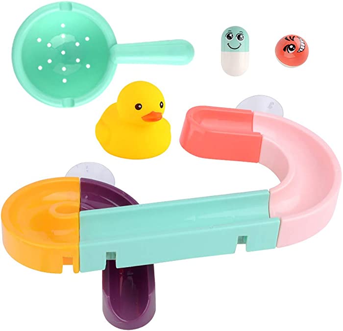 Baby Bathing Sprinkler Toy Bathtub Race Baby Orbits Play Cup Toys Suction Bath Track Bathroom Kids Bath Toy for Baby Boys 1 Year Old Under 10 (C, One Size)