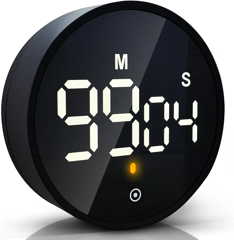 Digital Kitchen Timers, Magnetic Visual Timer Large LED Display Magnetic Countdown Countup Timer Volume Adjustable for Classroom Cooking Baking Teaching, Easy for Kids (Black+Orange Light)