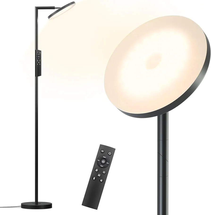 Floor Lamps for Living Room, LED Modern Standing Lamp, 70" Tall Corner Lamp with Remote/Touch, Pole Light with Timer, Stepless Dimming, 5 Light Modes, Home Decor for Office, Reading