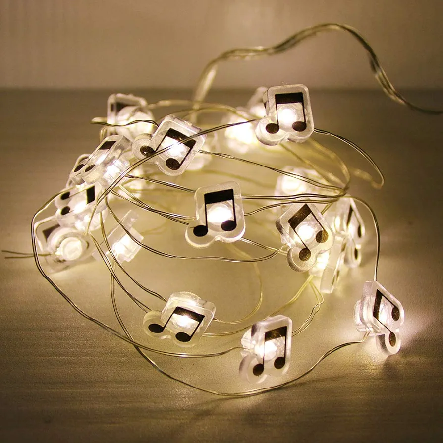 GUOCHENG Music Note Firefly Moon String Lights Battery Power LED Decorative Twinkle Stars String Light for Wedding Party Xmas Tree Bedroom