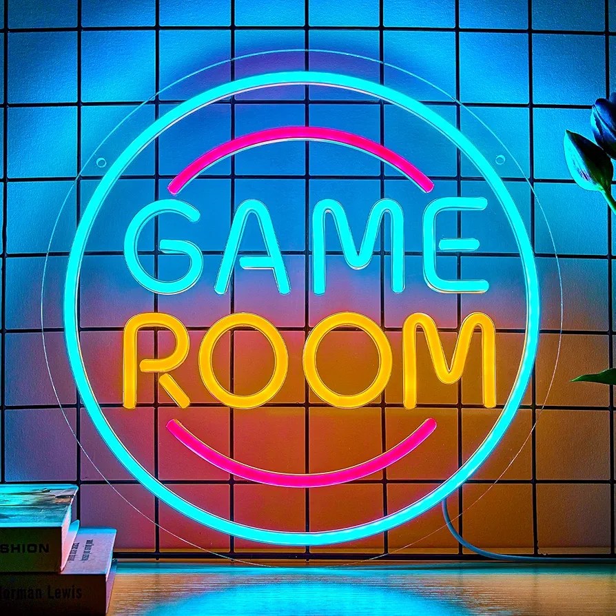 Game Room Neon Sign for Gaming Room Decor, Game Room Sign Powered by USB Dimmable Led Gamer Room Neon Light for Bedroom Decor, Gamer Gifts for Boys, Teen, Men, Kids