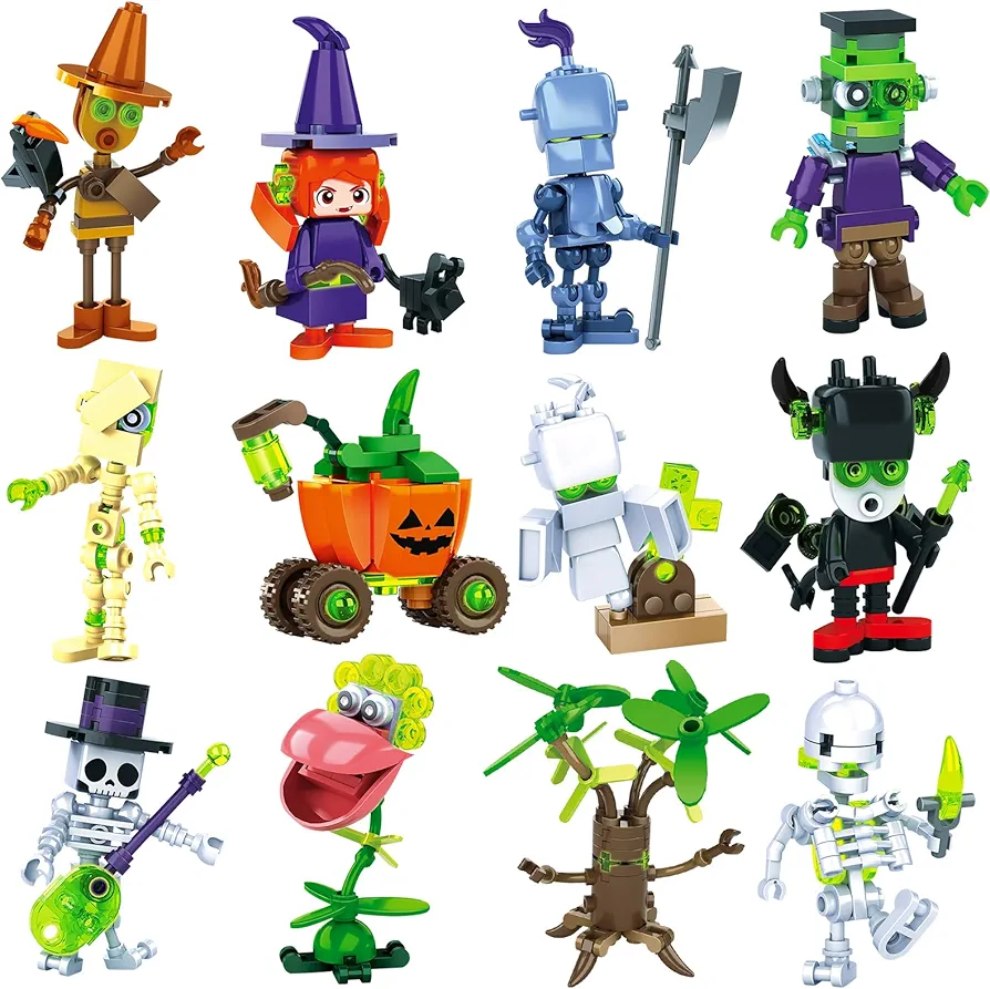 Halloween Building Blocks 12 Style Mini figures Particles Building Brick Toys for Party Favor Stacking Blocks for Kids Adults Goody Bag Fillers Classroom Prizes Supplies