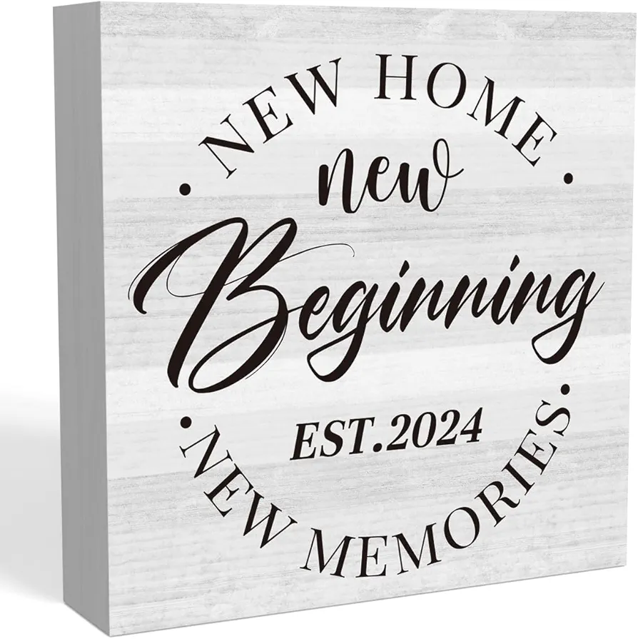 2024 Housewarming Gift New Home Decor Rustic New House Gift Ideas for New House 2024 Wood Sign Home Sweet Home Sign Desk Shelf Farmhouse Room Decorations 5 X 5 Inch