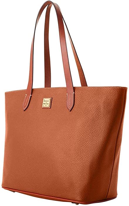 Dooney & Bourke Pebble Leather Large Zip Shopper Caramel