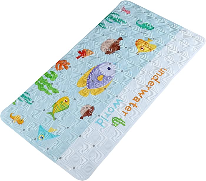 Baby Kids Non-Slip Bath Mats, Machine Washable Tub Shower Mats for Bathroom, 28 x 15 inches, Underwater World