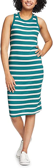 Eddie Bauer Women's Coast and Climb Rib-Knit Sleeveless Dress - Stripe