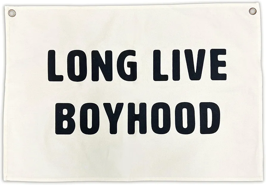 Long Live Boyhood Banner Canvas 20 in x 30 in - Nursery Decor for Boys and Toddler Room Decor for Boys Wall Decor