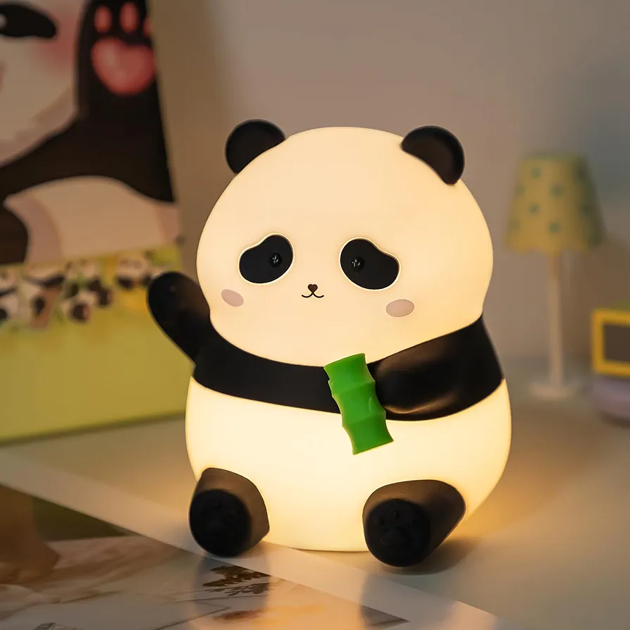 Cute Panda Night Light,Touch baby silicone Lamp,rechargeable night light for kids room,Cute decor for girls bedroom,LED Squishy Novelty,Cute Gifts Stuff for Boys Girls Baby Children