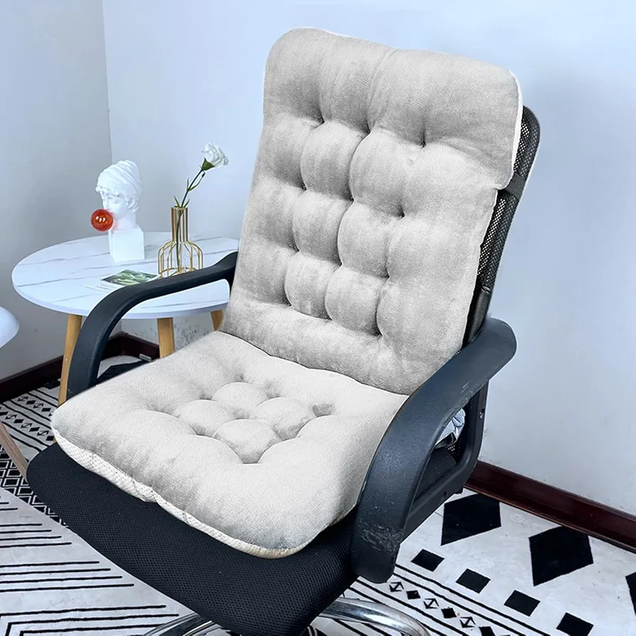 Non-Slip Rocking Chair Cushion, Premium Tufted Rocker Seat Back Pad with Ties, Sturdy &Comfort Thick Padding Pillow Chair Mat Cushions for Outdoor/Indoor Office Car Home Dining Room Kitchen Patio-Grey