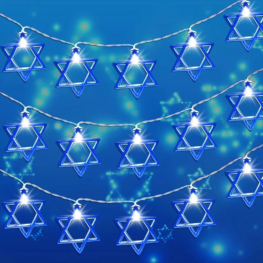 Hanukkah Decorations Star of David String Lights, 9.9ft 20LEDs White Lights Battery Operated with Timer Remote, Hanukkah Gifts for Kids, Friends, Jew,Chanukah Decor for Room Bedroom