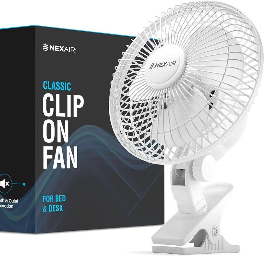 6-Inch Clip on Fan,360 Degree Rotation,Two Speed Portable Clip Fan With Strong Clamp Grip,Quiet Operating Desk Fan Made Of Durable Material,Great For Bedroom,Office,Living Room NF001-WH-Q