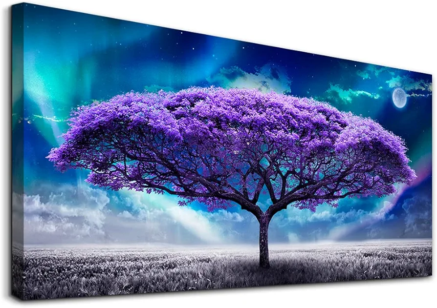 Canvas Wall Art For Living Room Large Size Farmhouse Wall Decor For Bedroom Purple Tree Abstract Scenery Pictures Artwork Canvas Prints Office Decor Paintings Dormitory Decor Modern Home Decorations