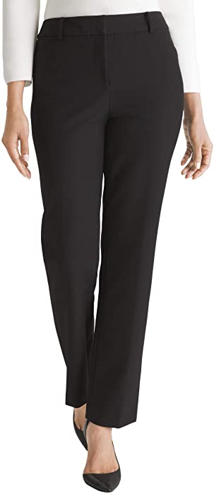 Chico's Women’s So Slimming Stretch Fabric Sophia Straight Leg Full Length Solid Pants