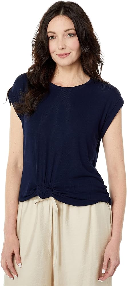 Vince Camuto Short Sleeve Knot Front Rib Tee