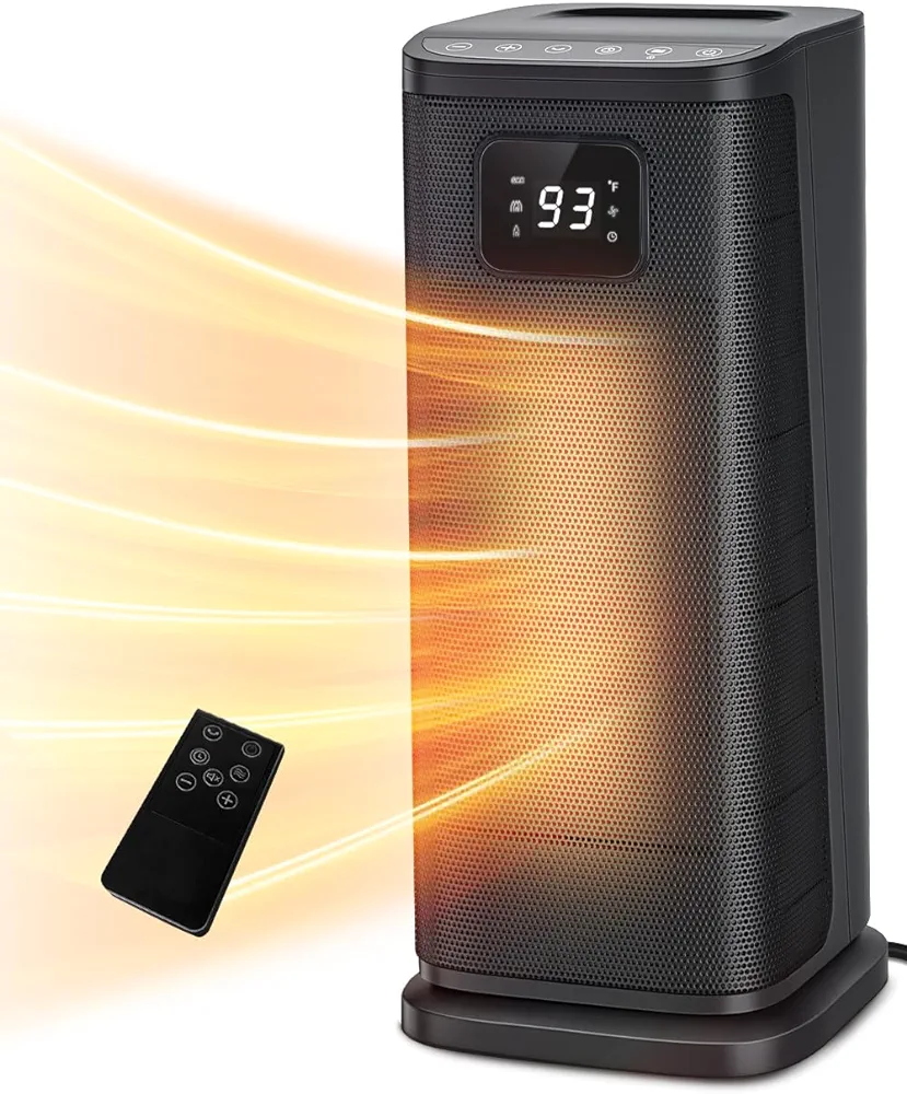 KopBeau Space Heater for Indoor Use, 1500W Electric Portable Tower w/Thermostat & Timer, Oscillating Ceramic Room Heater with 4 Modes, LED Display, Safe for Office, Home, Bedroom, 2023 Upgraded