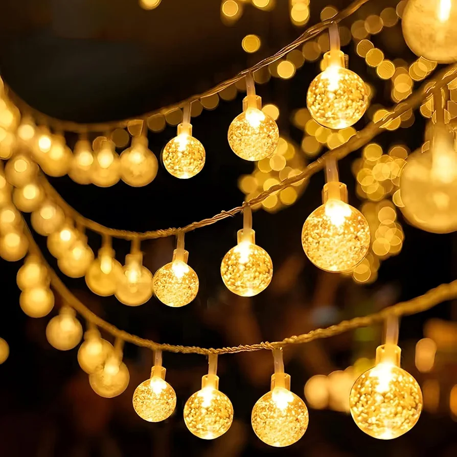 ANJAYLIA 33ft 80LED Globe String Lights Fairy Lights Battery Operated String Lights with Remote Waterproof Indoor Outdoor Hanging Lights Christmas Lights for Home Party Patio Garden Wedding