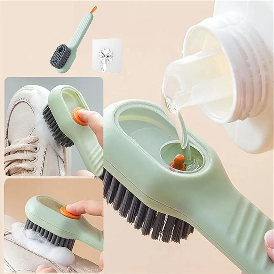 2 in 1 Multifunction Cleaning Brush, 2 in 1 Multifunction Cleaning Brush with Soap Dispenser, 2024 New Beyond Draw 2 in 1 Multifunction Cleaning Brush (Green)