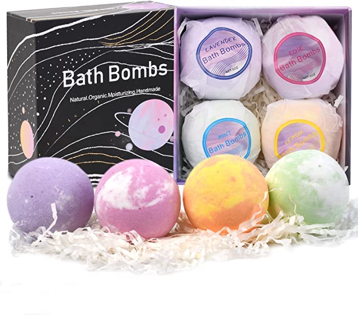 Bath Bombs 5oz XXL Bath Bomb Gift Set Pure Natural Essential Oils Bubble Bath for Moisturizing Dry Skin, Fizzy Spa Bath for Christmas Valentines Birthday Gifts for Women, Kids, Wife, Moms