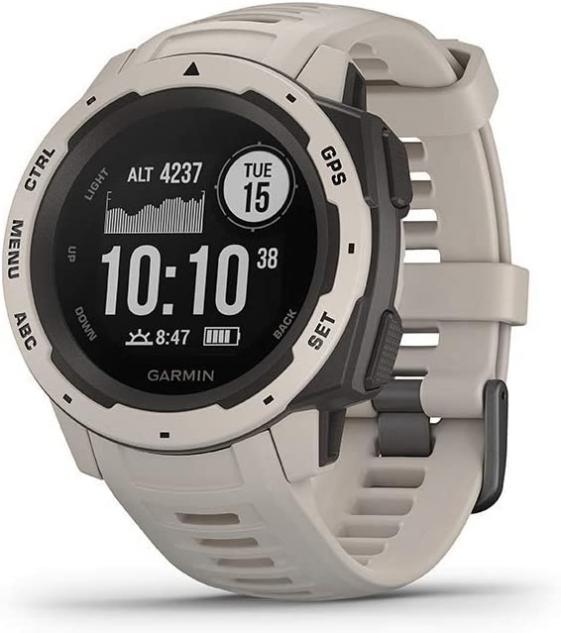 Garmin 010-02064-01 Instinct, Rugged Outdoor Watch with GPS, Features GLONASS and Galileo, Heart Rate Monitoring and 3-axis Compass, Tundra, 1.27 inches (Renewed)