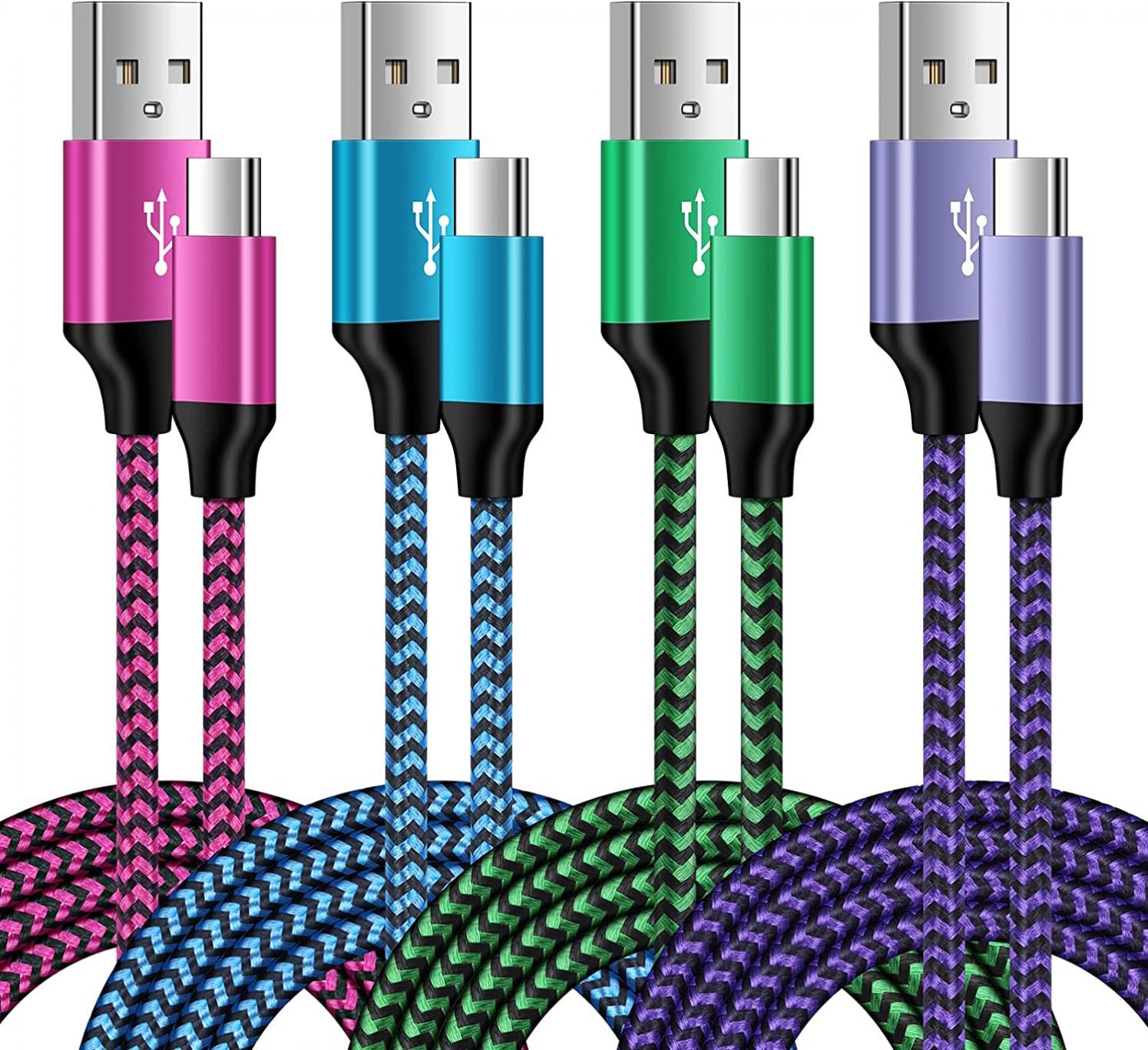 USB C Fast Charging Cable,4Pack 6FT 3A Braided USB C Android Charging Quick Cord for Samsung Galaxy A04S,Z Fold 4,Z Flip 4,S21 FE,S22 Ultra,A13,A03S,A23,A33,A53,F23,S20 S10 Plus,Moto G Power,G Stylus