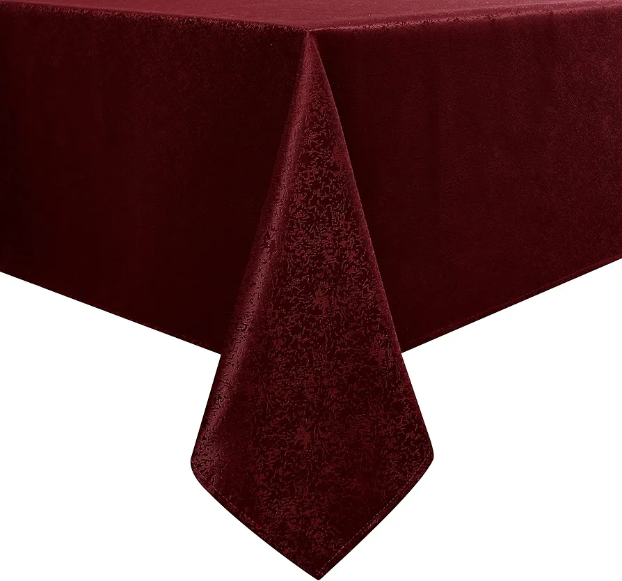 Tablecloth Burgundy Jacquard Rectangle Table cloth 54 X 84 Inch, Water Resistant and Wrinkle Free Table Cover for Outdoor,Indoor,Party,Wedding,Dining Room