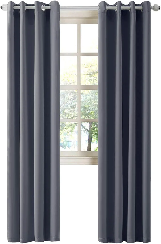 LA PALMA Thermal Insulated Blackout Darkening Grommet Living Room Curtains Window Drapes for Bedroom 2 Panels in 1 Set