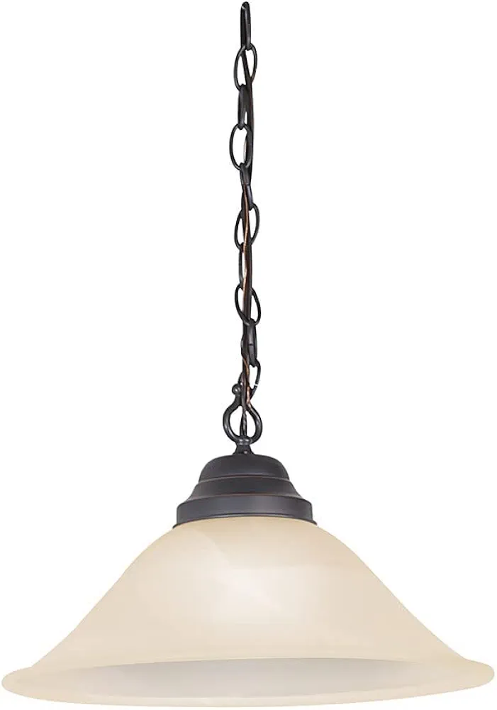 Design House 517664 Millbridge Traditional 1 Indoor Hanging Swag Light with Alabaster Glass Shade for Living Dining Room Bar Area, 9"H x 15"W, Oil Rubbed Bronze