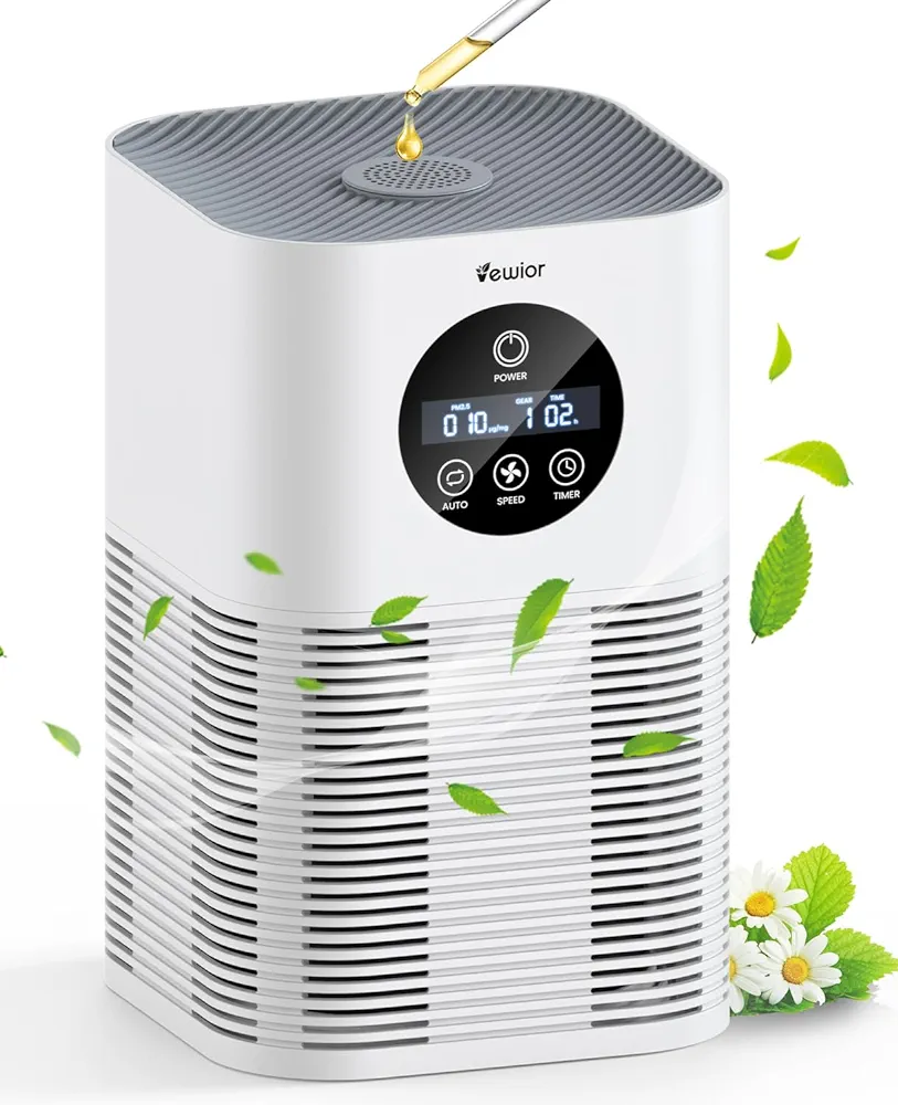 Air Purifiers, Fragrance Sponge PM2.5 Monitor H13 True HEPA Air Filter, 387 CFM Pets Air Cleaner for Home Bedroom Large Room, Purify Pollen, Pet Hair Dander, Odor, Dust, Smoke